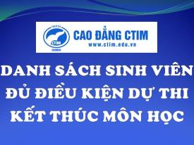 CẬP NHẬT: DANH SÁCH SINH VIÊN ĐỦ ĐIỀU KIỆN DỰ THI KẾT THÚC MÔN HỌC HK1 NĂM HỌC 2025-2026 - LẦN 1 (Đến ngày 29.10.2025)
